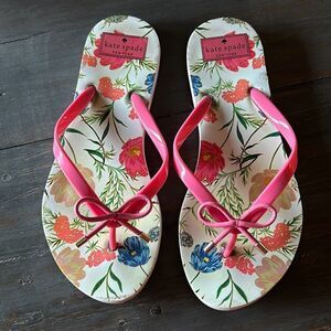 Kate Spade Pink Floral Flip Flops 7/8